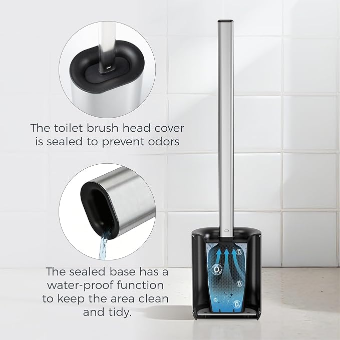 Silicone Toilet Brush Holder Set, TPR Toilet Bowl Brush - Image 3