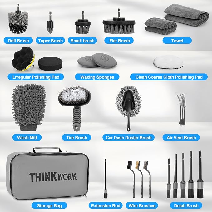 THINKWORK Car Detailing Kit, Car Detailing Brush Set, Car Cleaning Drill Brush - Image 9