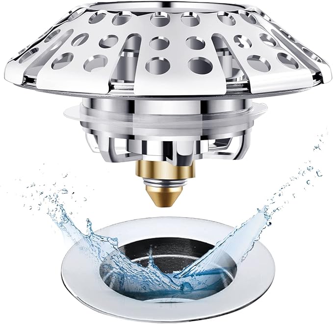 Universal Tub Stopper Bathtub Drain Plug, Pop Up Tub Drain Hair Catcher by AzWzzTubDrainStopper