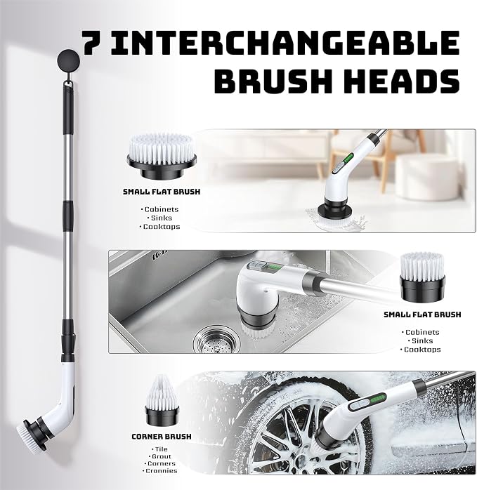 Electric Spin Scrubber, Powerful 2-Speed Cleaning Brush, IPX7 Waterproof - Image 7