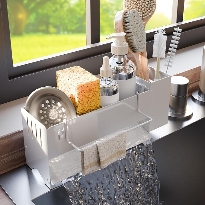 Sponge Holder for Kitchen Sink, Space-Saving Sink Caddy by Azevix