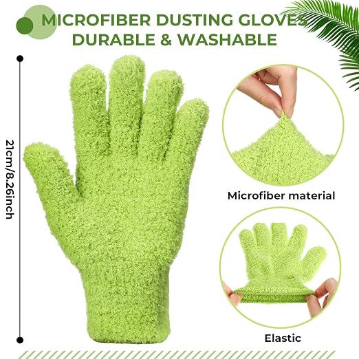 Nuanchu 8 Pack Plants Cleaning Wipes and 1 Pair Microfiber Dusting Gloves Based - Image 2