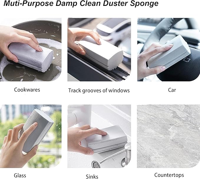 Damp Clean Duster Sponge 4 Pack Household Cleaning Sponges Reusable Dusting - Image 3