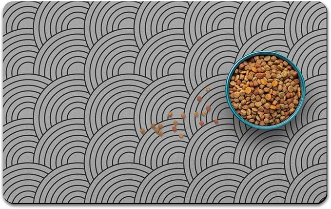 Dog Food Mat for Floors, Absorbent and Quick-Drying Pet Cat Food Mat,Anti-Fouling and Easy-to-Clean Pet Feeding Mat,Dog Bowl Mats for Messy Drinking Water Bowls.17x32inch Boho Style