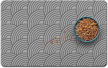 Dog Food Mat for Floors, Absorbent and Quick-Drying Pet Cat Food Mat,Anti-Fouling and Easy-to-Clean Pet Feeding Mat,Dog Bowl Mats for Messy Drinking Water Bowls.17x32inch Boho Style