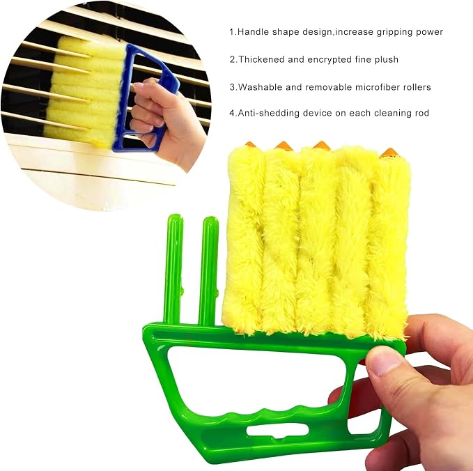 2 PCS Blind Cleaner Duster Tool, 7 Finger Handheld Duster Window Shutters - Image 5