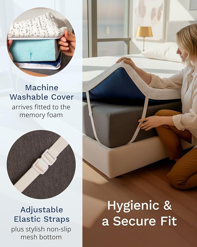 ViscoSoft 4 Inch Memory Foam Mattress Topper Full - Select High Density Ventilated Mattress Pad - Premium Removable Rayon Cover