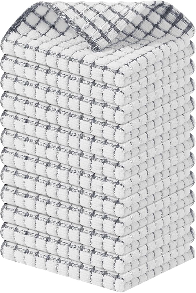 Kitinjoy Cotton 12 Pack Terry Kitchen Dish Cloths, 12 x 12 Inches Super Soft by Kitinjoy