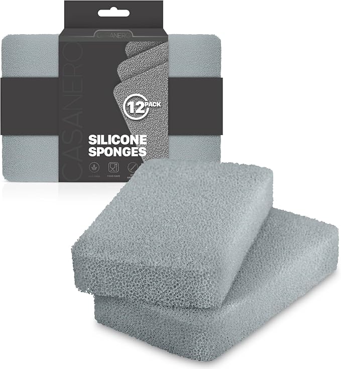 Casanero 12-Pack Silicone Scrubbing Sponges, Heavy-Duty, Non-Scratch | Reusable by Unknown