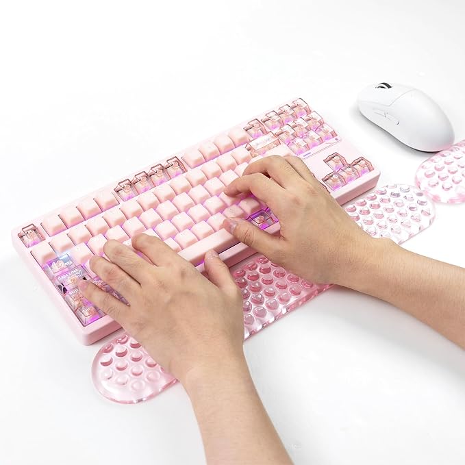 Ergonomic Gel Keyboard and Mouse Wrist Rest Set – Light Pink Wrist Rest - Image 2