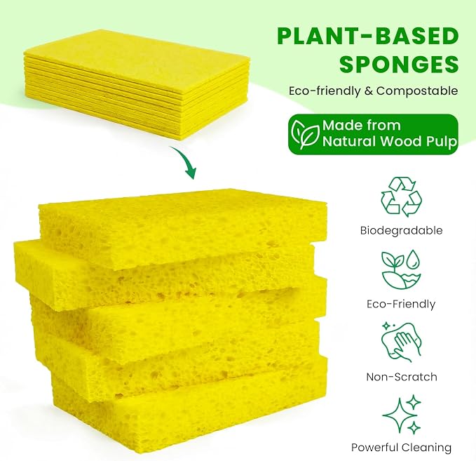 Kitchen Sponges, Non-Scratch Compressed Natural Cellulose Sponges - Image 3