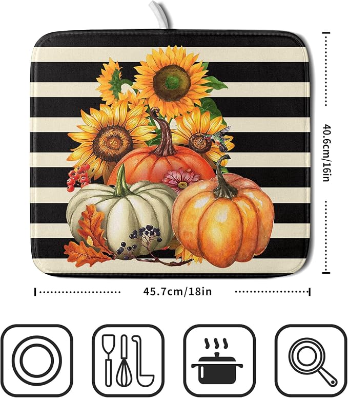 Sunflower Pumpkin Dish Drying Mat - Image 2