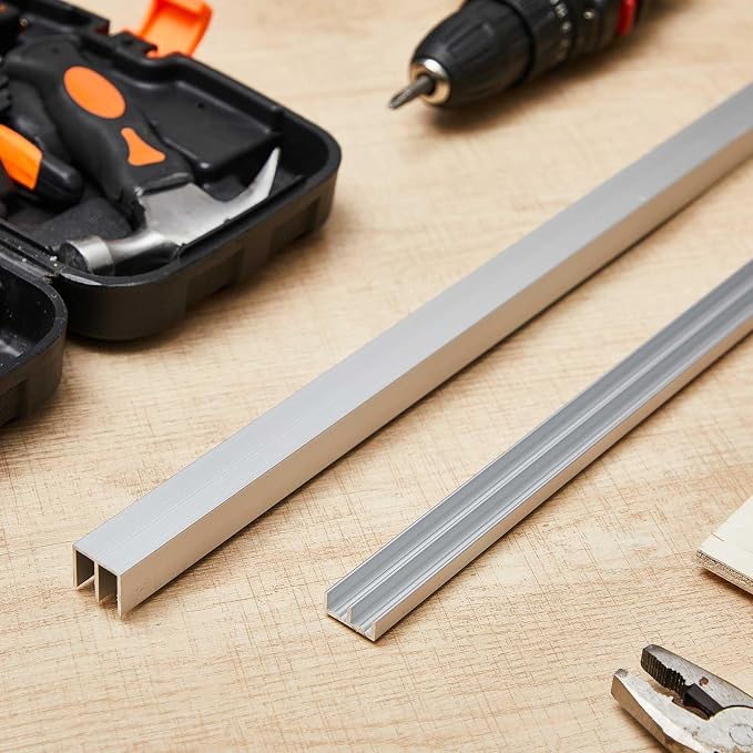 Landical 4 Set 4 ft Silver Aluminum Sliding Door Track Set - Image 7