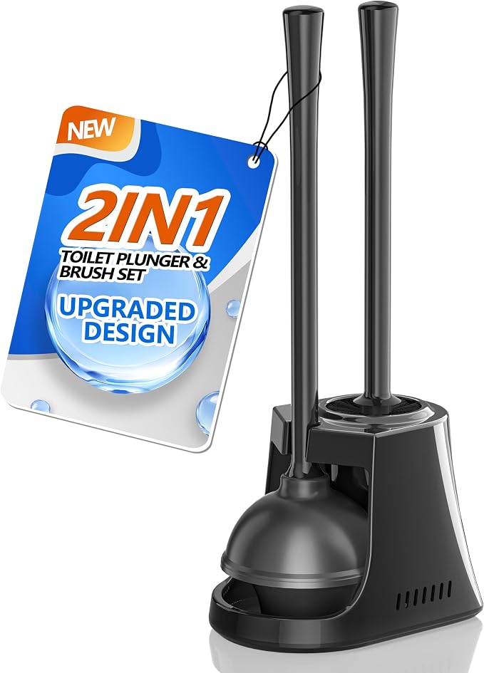 Toilet Plunger and Brush with Holder, Bowl Brush and Heavy Duty Toilet Plunger by UPTRONIC