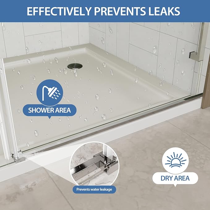 Frameless Sliding Shower Door for 56–60 in Wide Shower, Stainless Steel - Image 7