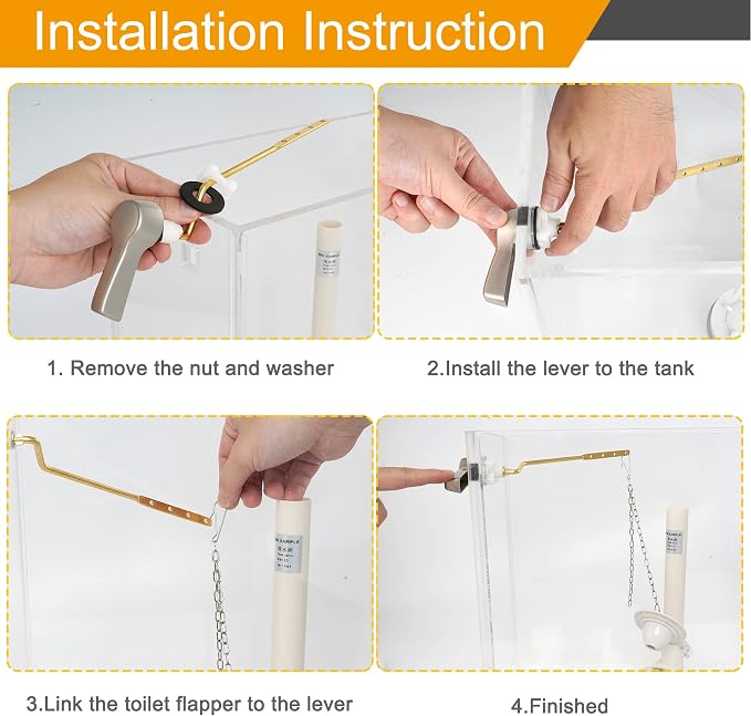 Hibbent Universal Metal Side Mount Toilet Handle Replacement Kit, Brass Toilet - Image 5