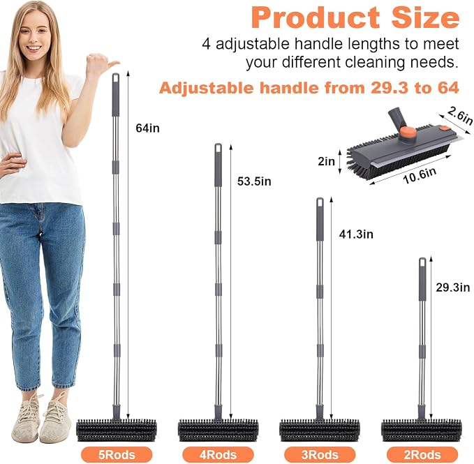 Floor Scrub Brush with 64" Long Handle - Image 2