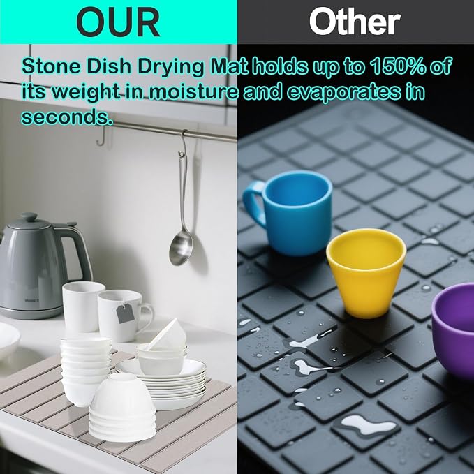 Foldable Stone Dish Drying Mat Fast Dry and Quickly Absorbed Collapsible Drying - Image 4