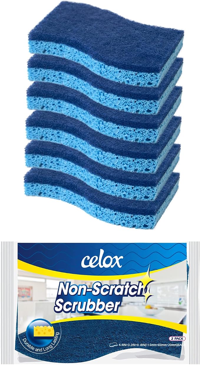 CELOX 6 Pack Non-Scratch Dish Sponge, Dual Sided Kitchen Sponges by CELOX