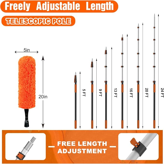 30FT Reach High Ceiling Duster Kit, Window Cleaning kit - Image 4