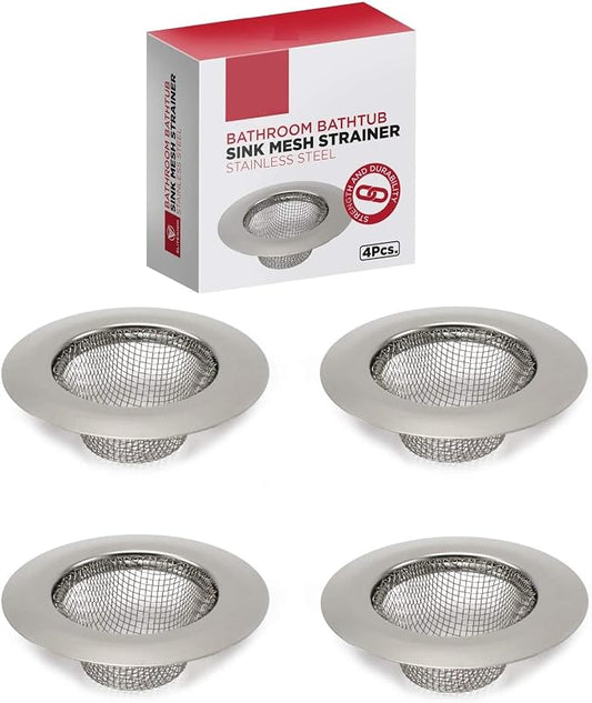 4pcs Bathroom Bathtub Sink Mesh Strainer Stainless Steel by Ergonflow
