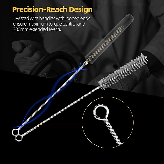 16Pcs Stainless Steel & Brass Wire Tube Brushes Bottle Brush Set, Narrow Spaces - Image 5