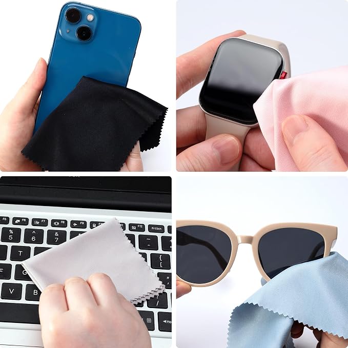 Vemiss 6 Pack Microfiber Glasses Cleaning Cloth, Wipes Lens Eyeglasses & Screens - Image 4