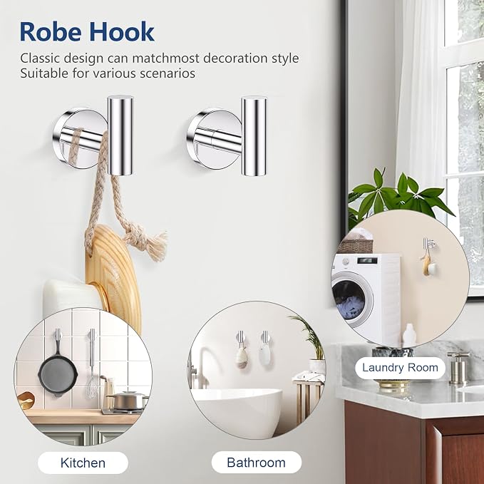 TQKAG Polished Chrome 5 Piece Bathroom Hardware Accessories Set 23.6" SUS304 - Image 2