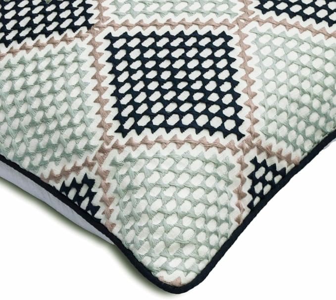 The HomeCentric King/Queen/Twin Blue Decorative Bed Runner Full 68"x18" Bed Runner with One Pillow Cover, Embroidered Bed Scarf on Embroidered Fabric - Pointillism