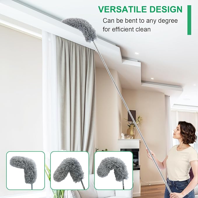 Microfiber Feather Duster with Extendable Pole, 100-inch Extra-Long Dusters - Image 4