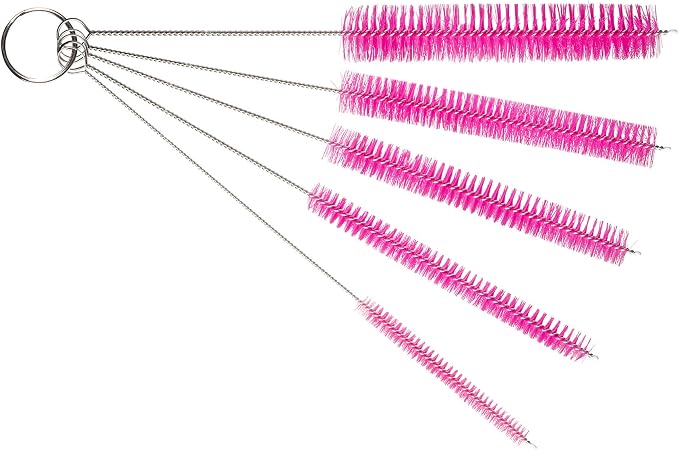 10" Tube Cleaning Brush Set, 5 Pack Large, Extra Long Nylon Straw Brushes by TheScoopie
