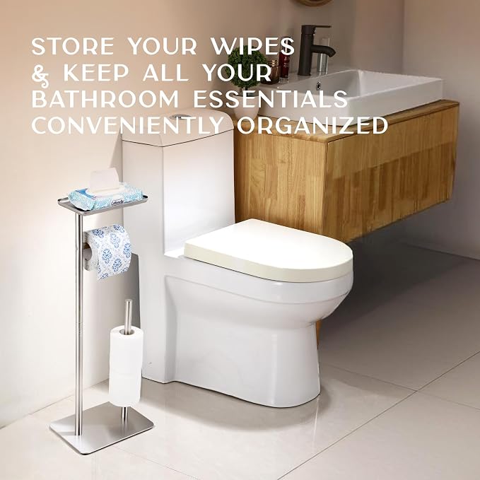 Day Moon™ Brushed Nickel Toilet Paper Holder Free Standing Toilet Paper Holder - Image 7
