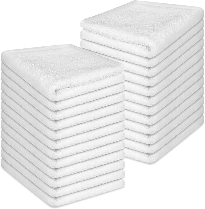 24 Pack 100% Cotton Wash Cloth, 12x12 Inch Highly Absorbent and Soft Feel by INFICRIME