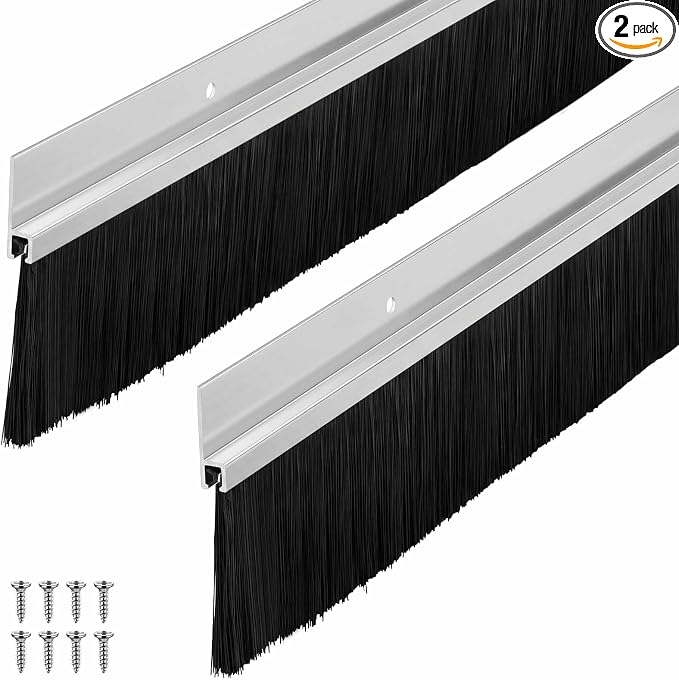 Frienda 2 Set Door Brush Bottom Sweep Brush Weather Stripping Aluminum Door Seal by Frienda