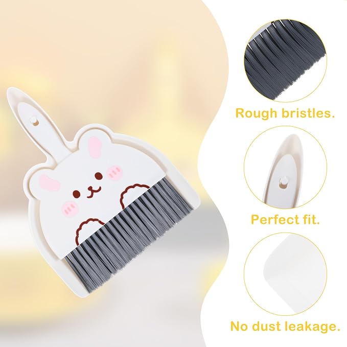 Cute Dustpan and Brush Set, 1 Set Small Hand Broom and Dustpan, Little White - Image 3