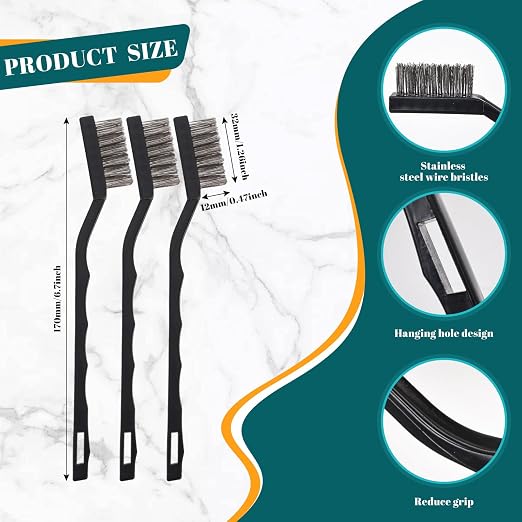 60 PCS Mini Wire Brush Stainless Steel Brush Set，Masonry Brush Wire Bristle - Image 2