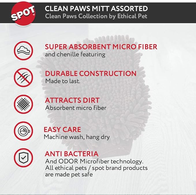 SPOT Clean Paws Chenille Microfiber Dog Towel Mitt - Image 10