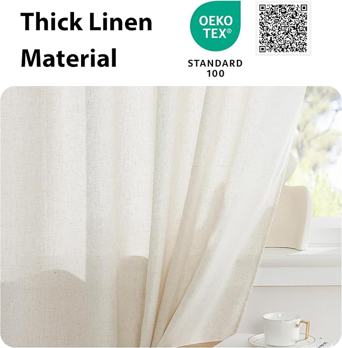 NICETOWN Linen Curtain for French Doors, Privacy Kitchen Window Coverings - Image 2