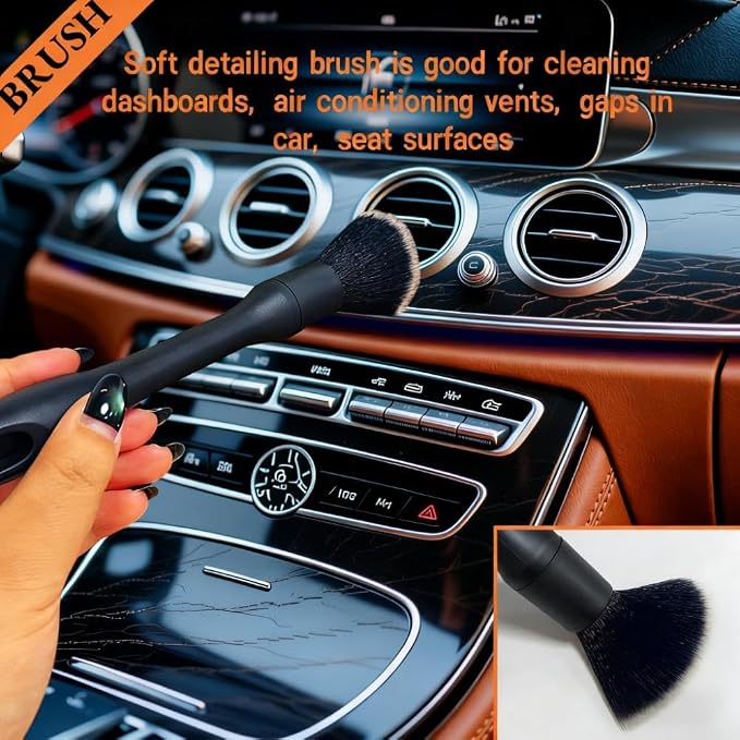 8 PCS Car Detailing Brush Set, Car Interior and Exterior Soft Bristle Cleaning - Image 5