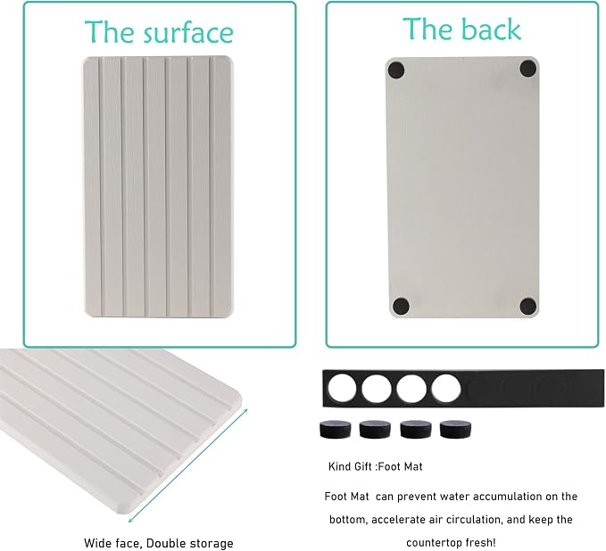 2 PCS Water Absorbent diatomite Coasters, 9.5" x 5.5" Water Absorbing Stone Tray - Image 3