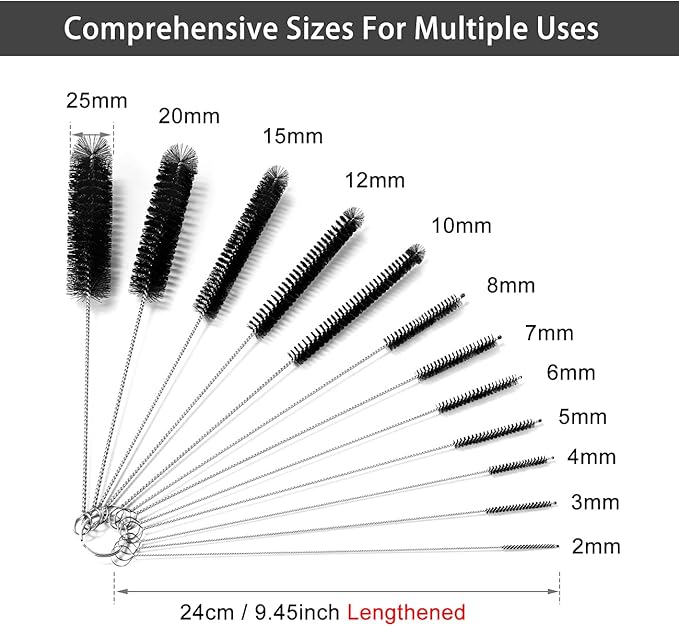 9.5 Inches Long Straw Cleaner Brush Set, 12 Pack Straw Pipe Cleaner Brush Set - Image 3