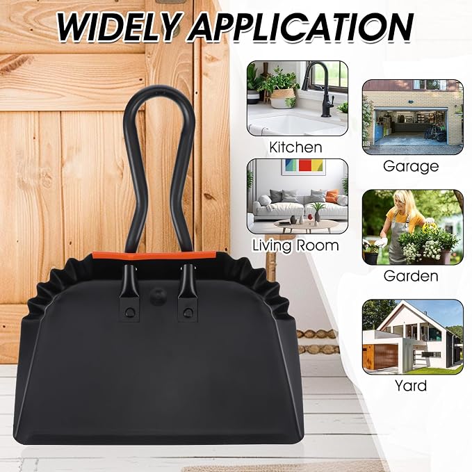 4 Pack 12 inch Heavy Duty Metal Dustpan Large Wide Dust Pans - Image 7