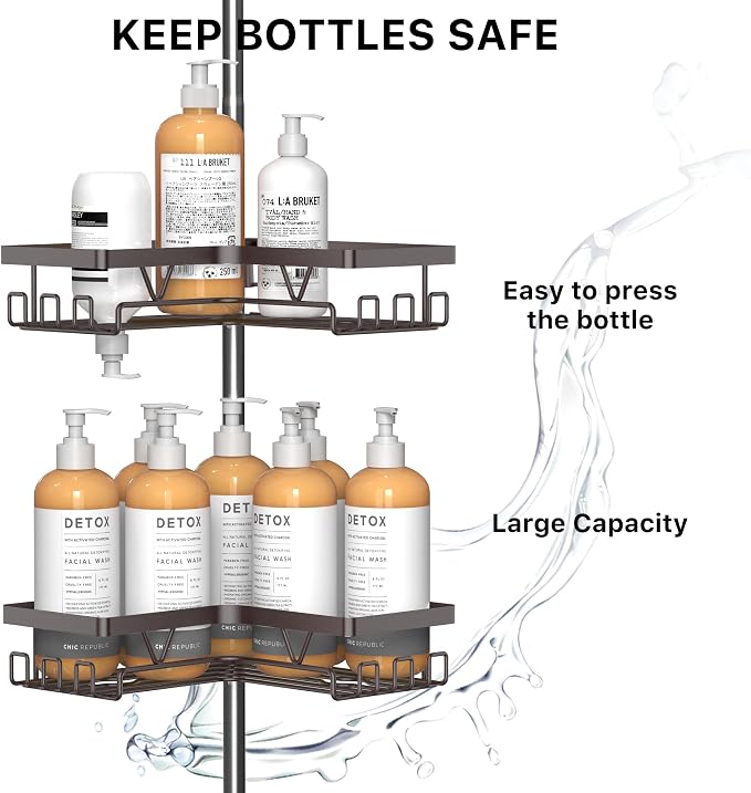 KEGII 4-Tier Corner Shower Caddy Tension Pole - Image 4