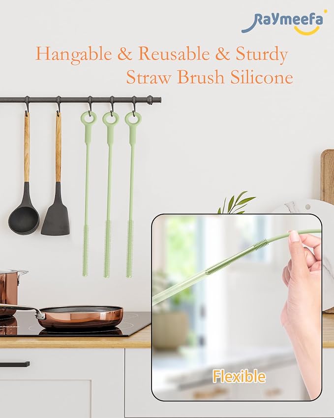 Extra Long Straw Cleaner Brush, Reusable and Soft Silicone Straw Cleaning Brush - Image 6