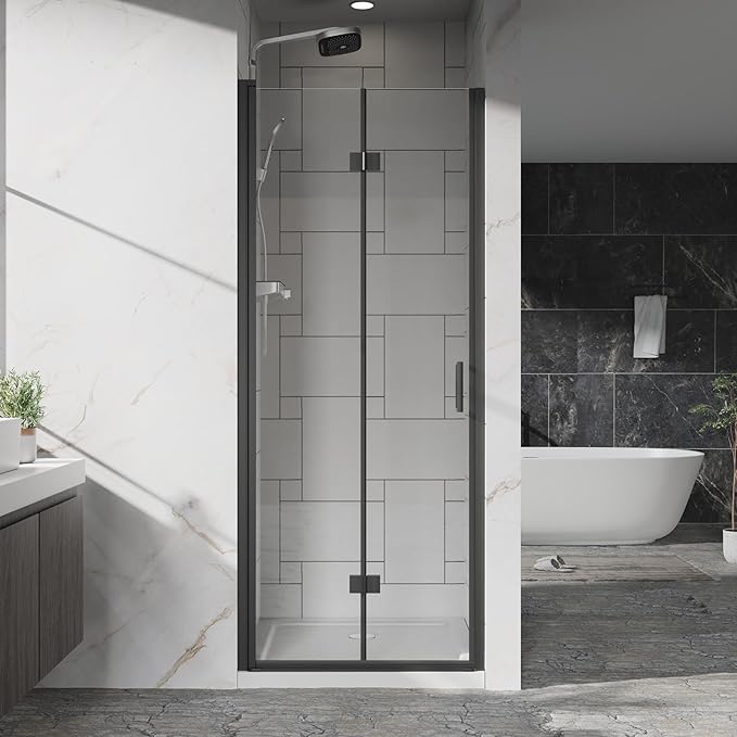Frameless Bi-Fold Shower Door 30" W x 72" H, 1/4" Clear Tempered Glass by Relaxcabine