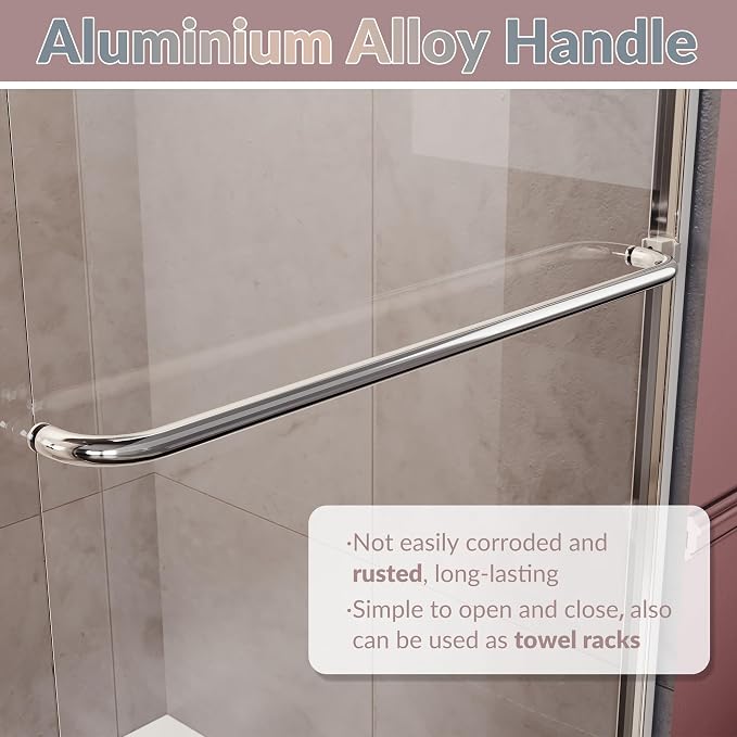 ELEGANT Shower Doors 46.5-48" W x 72 in. H, Semi-Frameless Bypass Sliding - Image 6