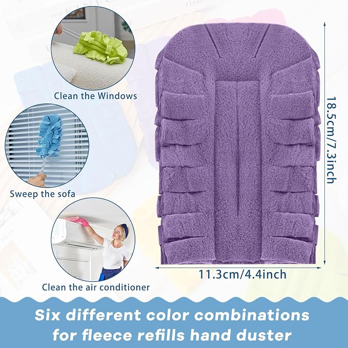 Zubebe 12 Pcs Duster Refill Reusable Fleece Duster Refills Feather Flat Dusters - Image 2