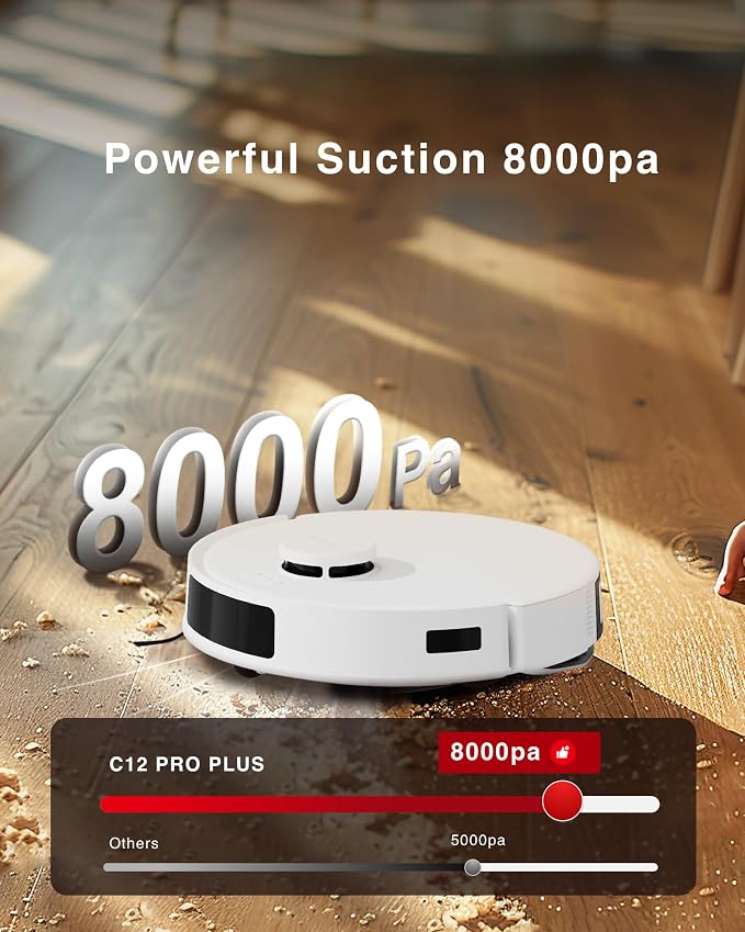 Yeedi C12 Plus Robot Vacuum and Mop, 8000Pa Strong Suction, 7-Week Dust Storage - Image 4