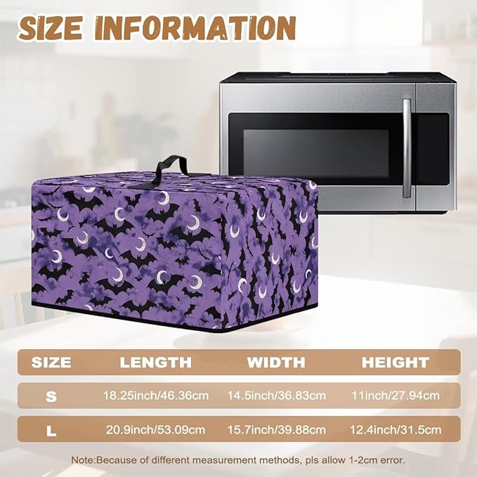 Microwave Oven Cover, Halloween Bat Heat-Resistant Waterproof Toaster Oven Dust Cover Universal for Most Microwaves Ovens Greaseproof Anti-Scratch Microwave Dust Covers