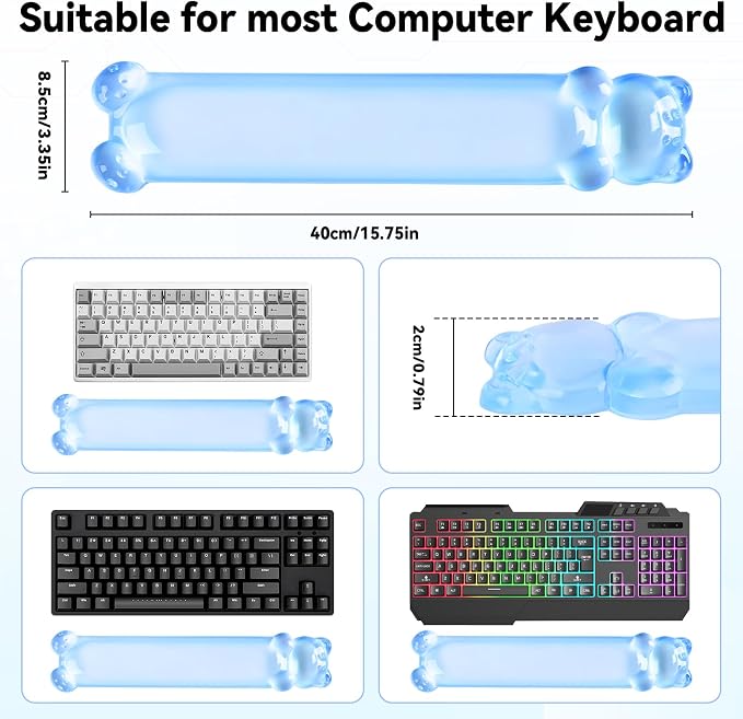 Clear Gel Keyboard Wrist Rest, Bear-Shape Wrist Rest, Ergonomic Wrist Rest - Image 2